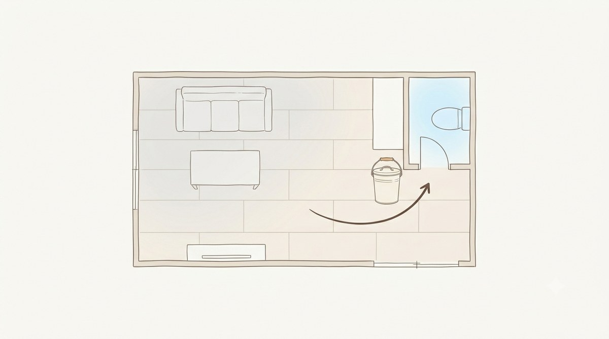 リビングからトイレへ置き場所を変えた図解