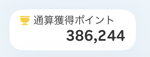 楽天PointClubの通算獲得ポイント386,244の画面